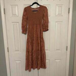 Pink Floral Midi Dress